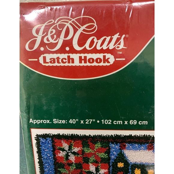 J.&P. Coats Latch Hook Christmas Quilt Kit New Vintage Sealed - Picture 3 of 12